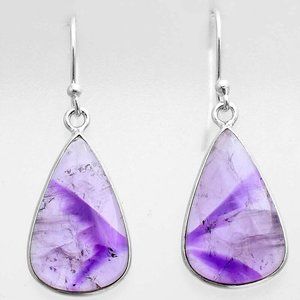 Amethyst Mineral Earrings Solid Silver